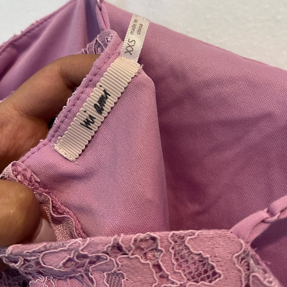 Francesca’s Floral Lavender Lace Mini Dress Size XXS - Picture 7 of 7